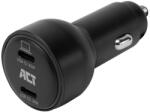 Act Connectivity 2 portos USB-C autós töltő 95W PD QC GaNFast fekete AC2210 (AC2210)