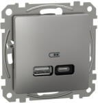 Schneider Electric Priza USB PD tip A+C 21W Schneider Sedna aluminiu SDD113405 (SDD113405)