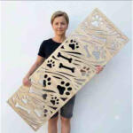  Fali dekorpanel, Kutya Tappancsok minta, 50x150 cm, 3 mm HDF - Sonoma tölgy falburkolat
