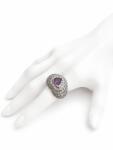ElectraStore Inel Reglabil Cu Cristale Violet Heart (C5027)