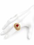 ElectraStore Inel Reglabil Gold Cu Cristale Red Heart (C5026)