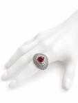 ElectraStore Inel Reglabil Argintiu Cu Cristale Red Heart (C5030)