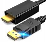 Tradebit DisplayPort Hdmi kábel 2.0 4k 30Hz Dp-hdmi Awg 30 1.8m Fekete (Displayport do HDMI 4k)