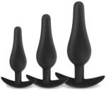 DarkSil Anál plug szett 3 részes szilikon, csepp alakú, 8-12 cm hosszú, széles alappal