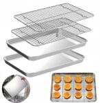 Bedee Sütőlap szett grillráccsal - 2 tepsi 2 grillrács Bevonat nélkül (Zestaw blach do pieczenia z rusztami)