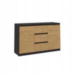 Topeshop Elegáns 2D3S komód antracit artisan 120 cm modern hálószoba nappaliba (2D3S ANT/ART KPL)