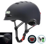 TMMP Casca protectie urbana cu lumini LED integrate Negru Mat Marime ajustabila