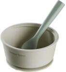 Tommee Tippee EasiStick Silicone Bowl & Spoon szilikon tálka tapadókoronggal 4m+ Green