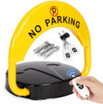 MULTISTORE Lehajtható parkolásgátló, Multistore DNPL-002, 40 cm, sárga/fekete, távirányítós, riasztós, IP67 vízálló, 2 tonnáig terhelhető, akkumulátoros, lehajtva 9 cm magas, 2 kulccsal, 3 rögzítő dübellel (TF50