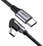 Ugreen Kabel USB-C do USB-C, kątowy UGREEN QC 3.0 PD 3A 60W 1m (czarny)