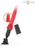 Intense Toys Vibrator Cynthia cu Ventuza detasabila, Remote Control, 10 Moduri Vibratii, 10 Moduri Impingere, Functie Incalzire, Silicon, USB, Rosu, 31 cm Vibrator