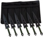 Depox Set sase cutite de aruncat DEPOX®, Army Fury, otel inoxidabil, 16.5 cm, negru (1669)