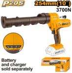 INGCO Pistol silicon INGCO CCGLI2001, 20V, Li-Ion, forta impingere 2000N, viteza aplicare 0.5-4.4mm/s, curent fara sarcina 0.35A, compatibil P20S (CCGLI2001)