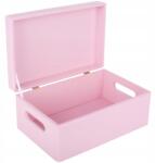 Creative Deco Fa doboz rózsaszín fogantyúkkal dekoratív játék ajándék 30x20x14cm (X001271NAT)