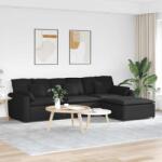 vidaXL Canapea modulara cu taburet si perne, negru GartenMobel Dekor (3321059) Canapea