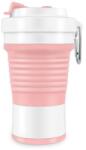 Flippy összecsukható szilikon csésze utazáshoz, kempingezéshez, 750 ml, szívószállal együtt, 11, 6 x 19, 3 cm, rózsaszín (125088)