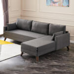TopMebel Тапициран десен ъглов диван Bella TopMebel в антрацит цвят 275x165x85см