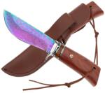 Depox Cutit de vanatoare DEPOX®, Rose Accuracy, damasc, 22 cm, lemn trandafir, multicolor, husa piele (1796)