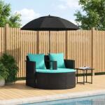 vidaXL Canapea de gradina cu perna 8 pcs Negru si Turcoaz poliratan GartenMobel Dekor (42025904)