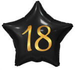  Fekete Happy Birthday 18 Black csillag fólia lufi 44 cm (MLG155655) - eking