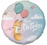  Róka Happy Birthday Fox Pastel fólia lufi 36 cm (MLG149364) - eking