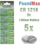 PoundMax CR1216 / DL1216 lítium gombelem, 3 V - 5 db