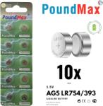 PoundMax AG5 / LR754 alkáli gombelem, 1, 5 V - 10 db-os csomag