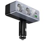 hoco. z65b szivargyújtó adapter (elosztó, 2 szivargyújtó+usb+type-c aljzat, 240w, pd gyorstöltés 3.0) fekete (Z65B)