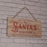 QX-Impex Karácsonyi fa tábla " Santa' s workshop" - 60x30cm (492824)