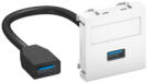 OBO modul45 USB 3.0 A-A csatlakozó aljz. kábellel hüvely-hüvely 45x45mm, hófehér 6104922 (6104922)
