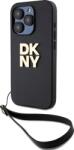 DKNY curea de mână din piele PU cu logo, husă spate pentru iPhone 15 Pro, negru