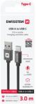 SWISSTEN Cablu de date Swissten USB/USB-C 60W 3m negru împletit
