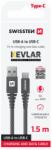 SWISSTEN Cablu de date Swissten USB/USB-C 60W 1, 5m antracit Kevlar