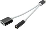 mobilNET adaptor pentru Apple, Lightning - jack 3, 5mm + încărcare, ambalaj eco, Alb