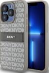 DKNY Husă spate DKNY din piele PU cu model Repeat Pattern și dungi tonale pentru iPhone 14 Pro Max, bej