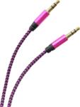 mobilNET Cablu AUX 2x3, 5 mm Jack Violet-negru textil