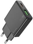 hoco. Зарядно устройство HOCO N38 USB+Type-C гнездо 20W, тънко, ЧЕРНО (N38)