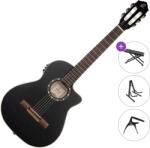 Ortega Guitars RCE125SBK-3/4 Premium SET 3/4 Negru satinat Chitară clasică cu preamplificare