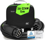 utángyártott Greencell Type 2 EV elektromos autó töltőkábel 22 kW 5 m Tesla Model 3 S X Y VW ID. 3 ID. 4 ID. 5 Kia EV6 Audi E-Tron Fiat 500e - GreenCell (GC36574)