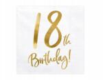 PartyDeco Szalvéta 18th Birthday Fehér 33x33cm 20 db PartyDeco
