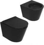 Granitan Függesztett Wc-tál Gallér Nélküli Rimless Neo Deszka Fekete (MISA WC)
