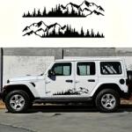 Arts and Crafts Set 2 stickere autoadezive pentru vehicule Off Road, model "Forest & Mountains", dimensiune 100 x 20 cm, culoare Neagra (AVX-OFFROAD-01)
