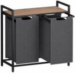 Brius Cos de rufe, 2 compartimente, saci de rufe detasabili, raft, cadru metalic, 2x46L, 73x33x72 cm, maro si gri antracit (EZ-BLH201G50)
