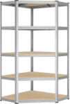 Brius Raft de colt metalic cu 5 polite, pentru garaj sau depozitare, 70x70x180 cm, maxim 875 kg, argintiu (EZ-GLR080E01)
