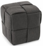 Brius Taburet cub, tapitat cu material reiat, design impletit, 34x34x34 cm, gri (PHO-6038)