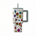 Estia Home Art Straw Tumbler XL Save The Aegean Reciclabil Pahar Cu Mâner Termos Oțel Inoxidabil Fără BPA 900ml Urban Vibes Cu Pai și Mâner 01-41540 (01-41540)