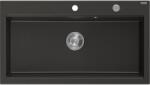 Mexen Slido 1-medencés gránit mosogató 900 x 500 mm, fekete/arany metál, krómozott szifon - 6528901005-75 (6528901005-75)