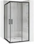 Rea Cabina de dus dreptunghiulara cu usi glisante negru Rea City 80x100 cm si cadita alba (5906366000522)