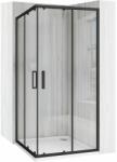 Rea Cabina de dus patrata cu usi glisante negru Rea City 80x80 cm si cadita neagra (5906366000546)