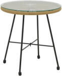 PAKOWORLD Masa Acapulco negru din metal cu ratan, Natural, 50x50x50 cm (152-000040)